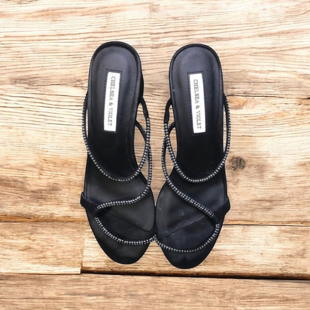 Chelsea & Violet "Imma" Studded Leather Strappy Mules Size 8